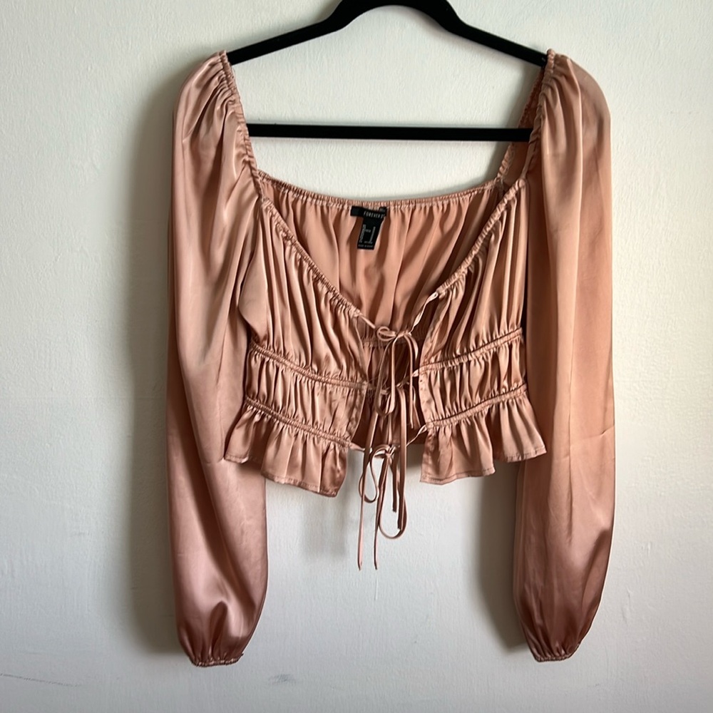 Forever 21 Long Sleeve Crop Top with Bows